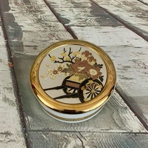 Art of Chokin Floral Wagon Silver Gold Trinket Box